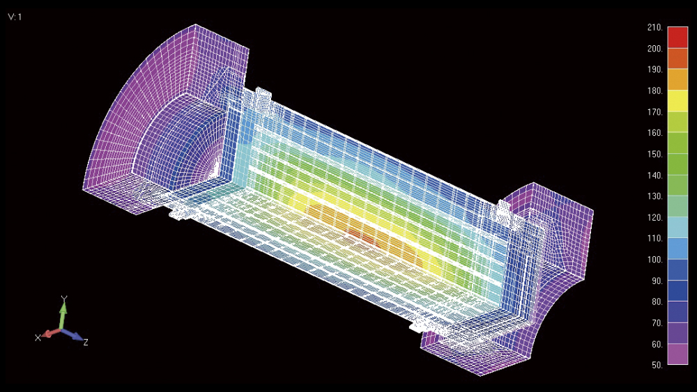 全体モデルによるキャスク熱解析例（ABAQUS）